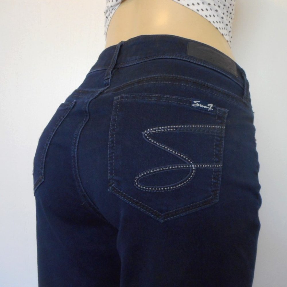 SEVEN7 JEANS Size 10 Mid Rise Cuffed Crop Denim